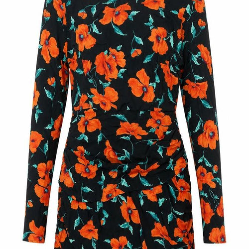 Zara Womens Multicoloured Floral Polyester Mini Size M Round Neck Zip - Cut Out Back Detail
