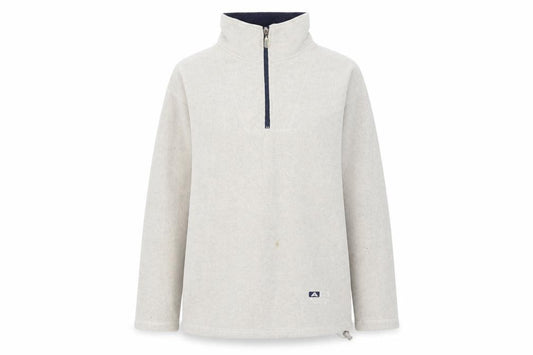 Front view of Authentic women’s beige polyester pullover sweatshirt, size UK 10, zip -, size UK 10-12