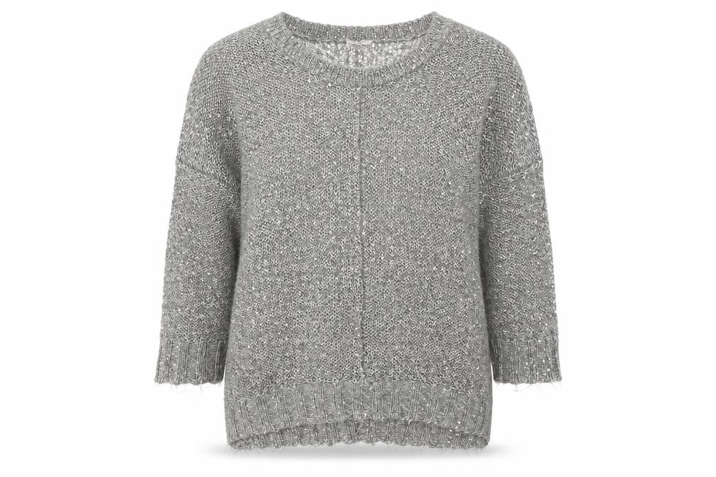 Front view of Next women’s grey scoop neck polyester jumper, size UK 12
