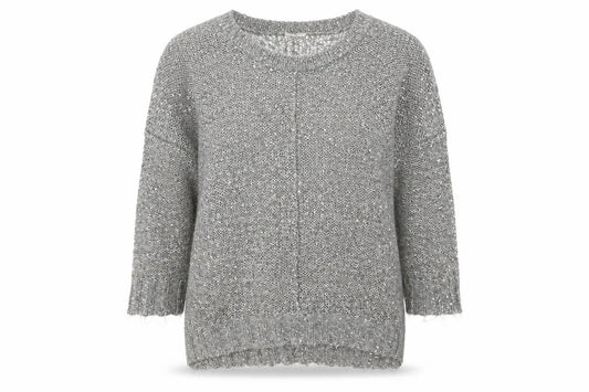 Front view of Next women’s grey scoop neck polyester jumper, size UK 12