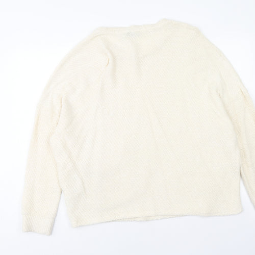 Primark Womens Ivory Round Neck Cotton Pullover Jumper Size 12 Pullover