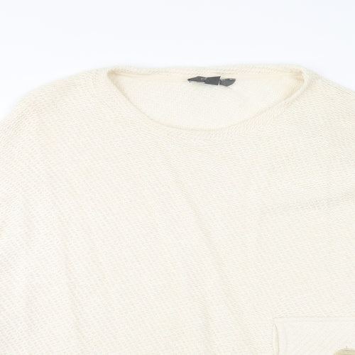 Primark Womens Ivory Round Neck Cotton Pullover Jumper Size 12 Pullover