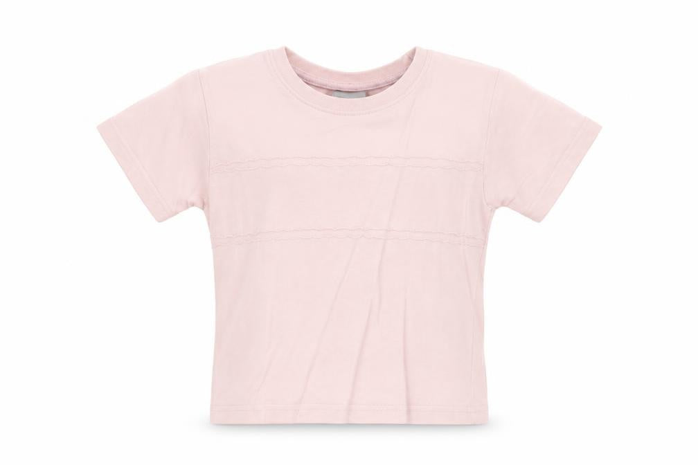 Front view of Next girls’ pink cotton basic t-shirt size 2xs round neck pullover