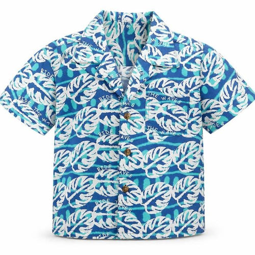 Mothercare Boys Blue Geometric Cotton Basic Button-Up Size 9-12 Months V-Neck Button