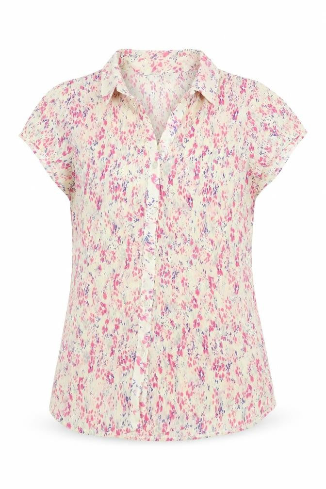Editions Womens Ivory Geometric Polyester Basic Button-Up Size 10 Collared