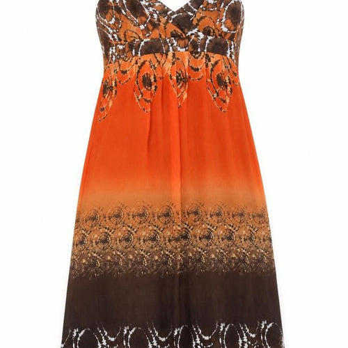 RJR.John Rocha Womens Orange Geometric Polyester Fit & Flare Size 12 V-Neck Zip