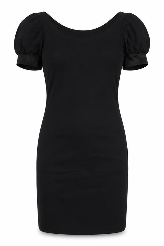 Front view of WEST WEBB women’s black polyester a-line, size UK 12, boat neck pullover