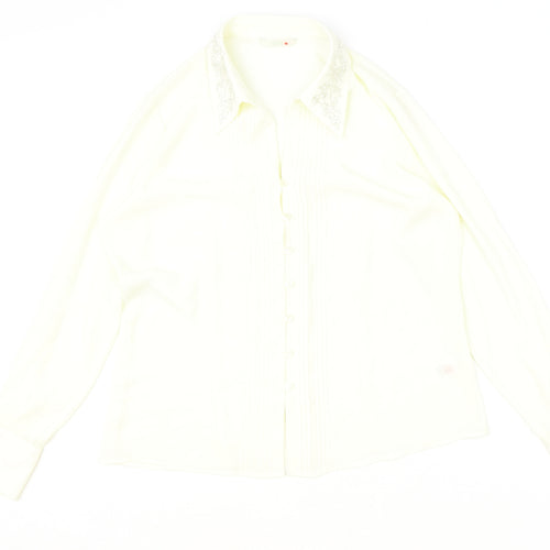 Marks and Spencer Womens Ivory Polyester Basic Button-Up Size 12 Collared