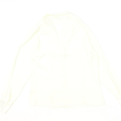 Marks and Spencer Womens Ivory Polyester Basic Button-Up Size 12 Collared
