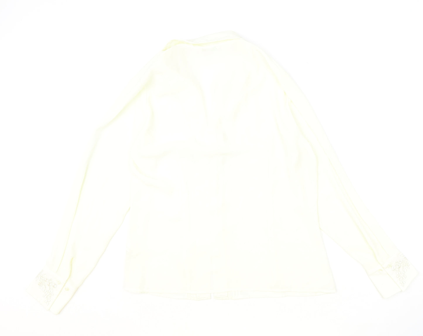 Marks and Spencer Womens Ivory Polyester Basic Button-Up Size 12 Collared