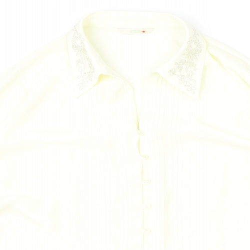 Marks and Spencer Womens Ivory Polyester Basic Button-Up Size 12 Collared