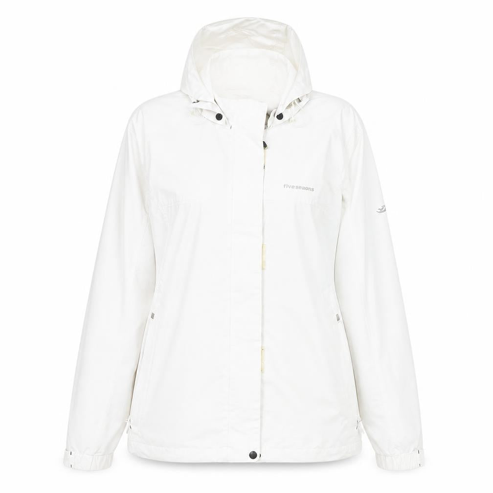 Front view of FIVE SEASONS women’s ivory windbreaker jacket, size UK 10, zip