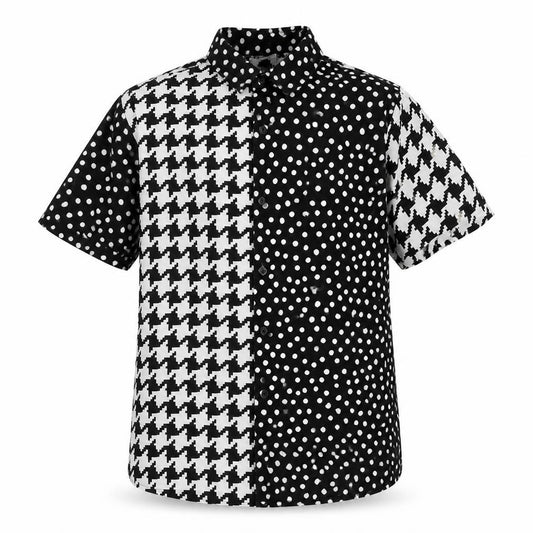 Front view of ASOS women’s multicoloured geometric viscose basic button-up, size S, collared