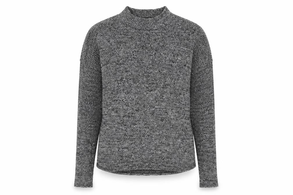 Front view of Divided women’s grey mock neck herringbone polyester jumper, size S, pullover