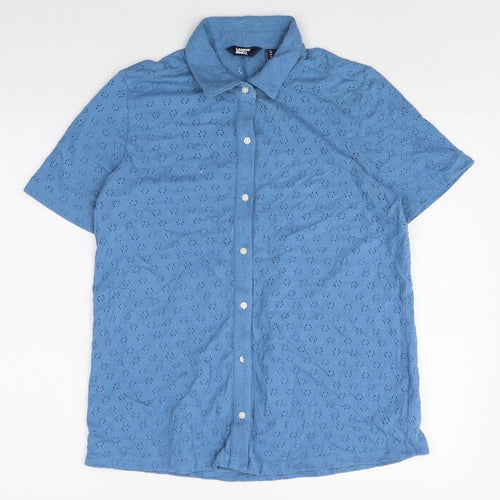 Lands' End Mens Blue Cotton Polo Size S Collared Button