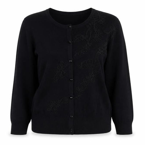 Cable & Gauge Womens Black Round Neck Viscose Cardigan Jumper Size S