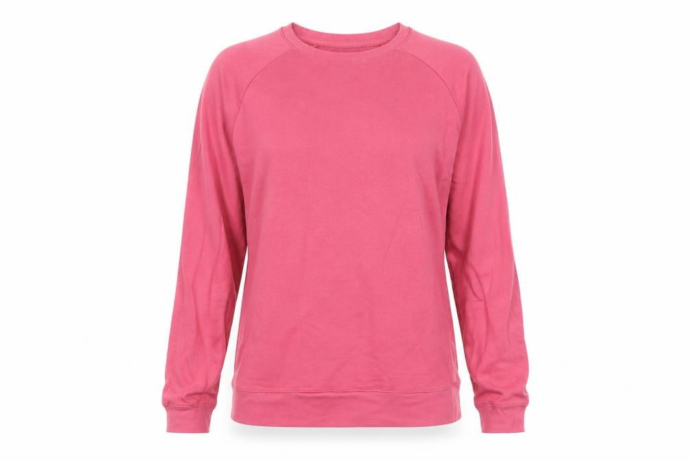 Front view of ASOS women’s pink cotton pullover sweatshirt, size XS, pullover