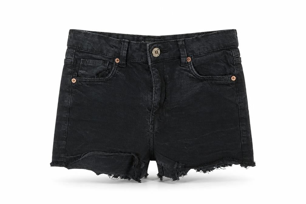 Bershka Womens Black Cotton Hot Pants Shorts Size 8 L3 in Regular Button