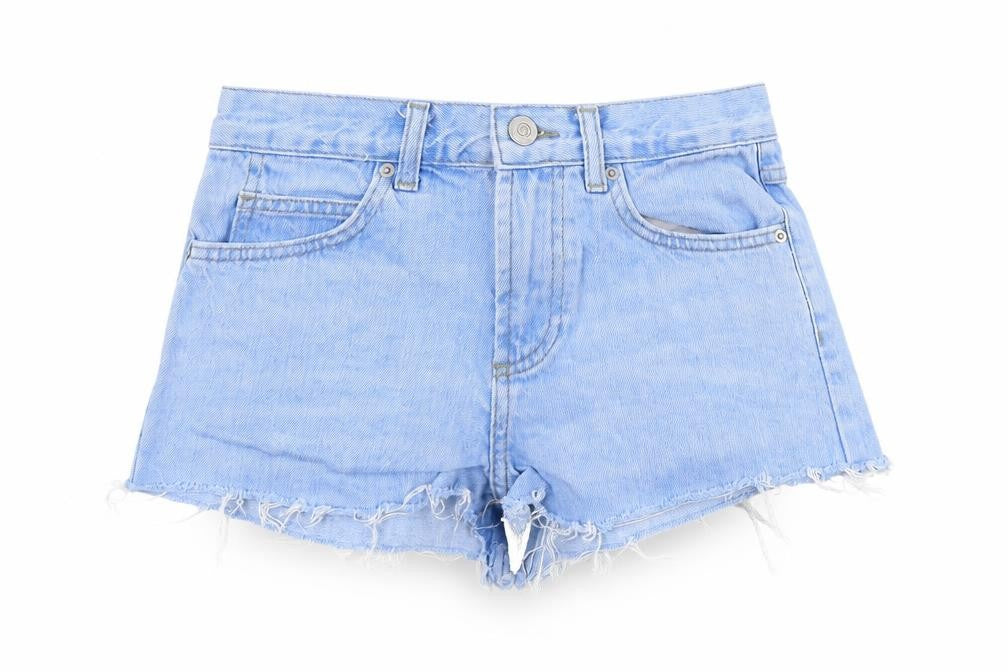 Topshop Womens Blue Cotton Cut-Off Shorts Size 6 L3 in Regular Button