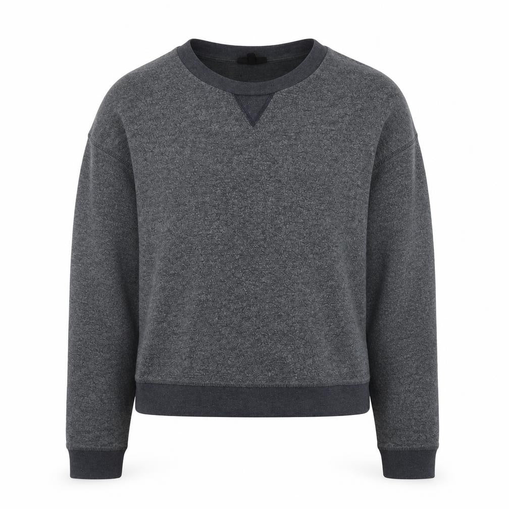 Front view of Topshop women’s grey cotton pullover sweatshirt, size UK 10, pullover