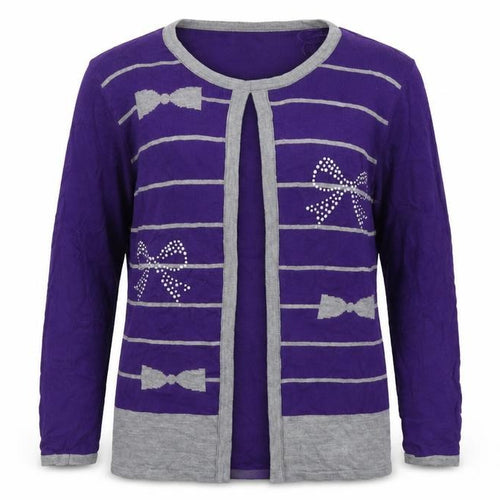 Fay Louise Womens Purple Round Neck Geometric Acrylic Cardigan Jumper Size M