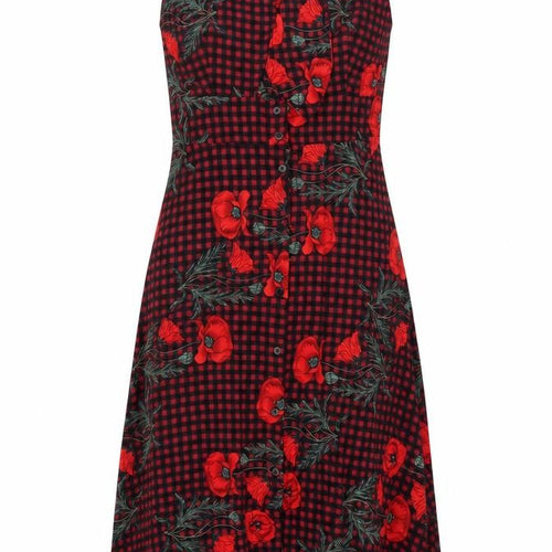 Ellie White Womens Red Floral Polyester Tank Dress Size S Round Neck Button