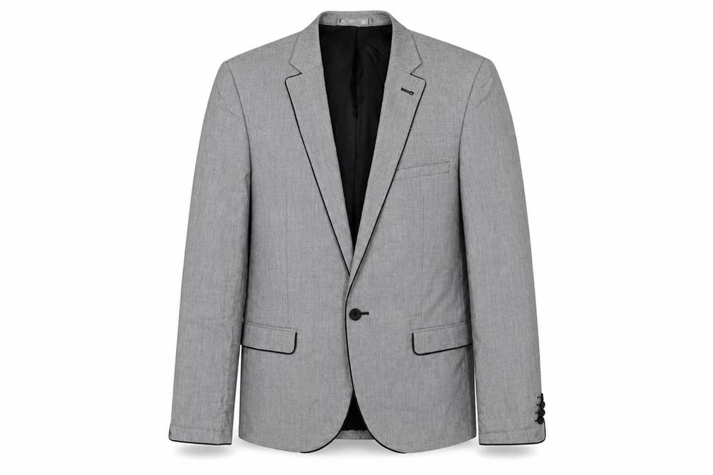 Front view of Lee Cooper men’s grey cotton jacket suit jacket, size M, regular