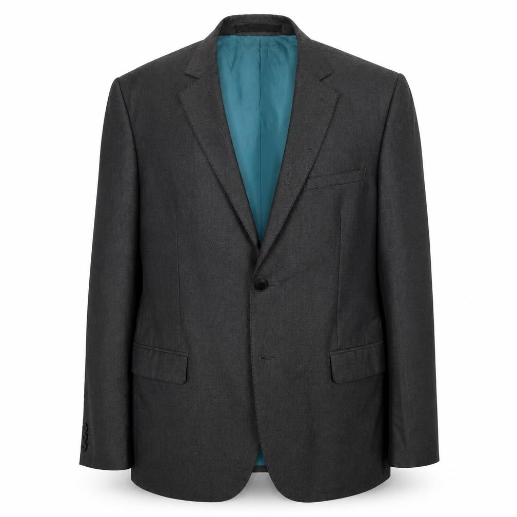 Front view of Marks & Spencer men’s grey polyester jacket suit jacket, size M, regular