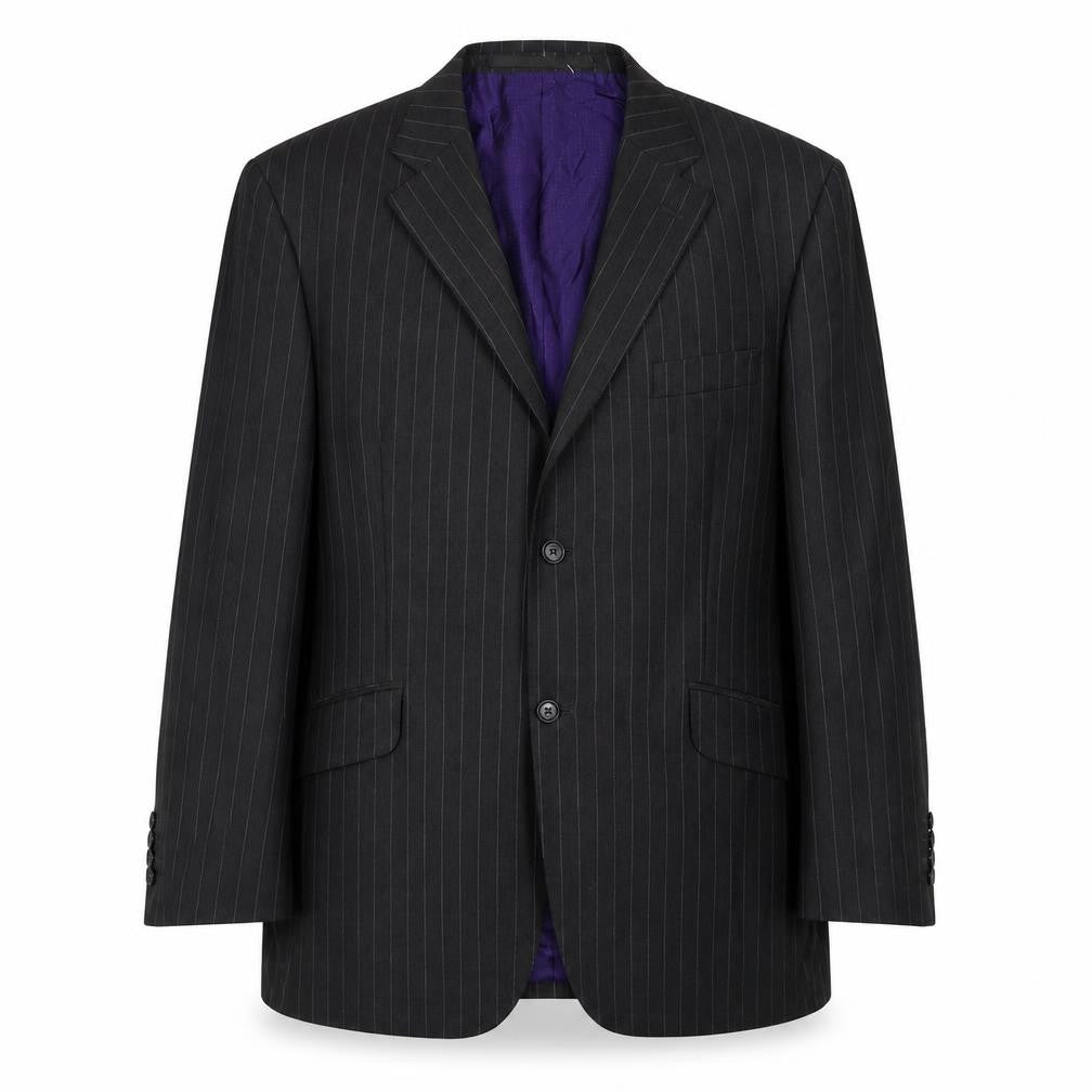 Front view of Marks & Spencer men’s grey striped wool jacket suit jacket, size 42, regular