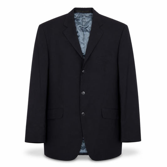 Front view of Impressions men’s black polyester jacket suit jacket, size 40, regular
