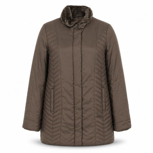 Country Casuals Womens Brown Quilted Coat Size 12 Zip