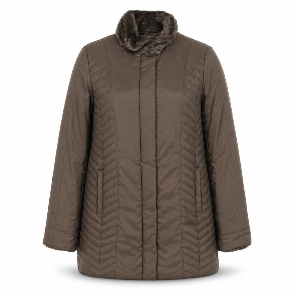 Country Casuals Womens Brown Quilted Coat Size 12 Zip