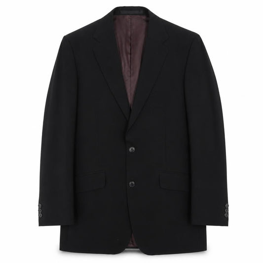 Front view of Impressions men’s black polyester jacket suit jacket, size M, regular