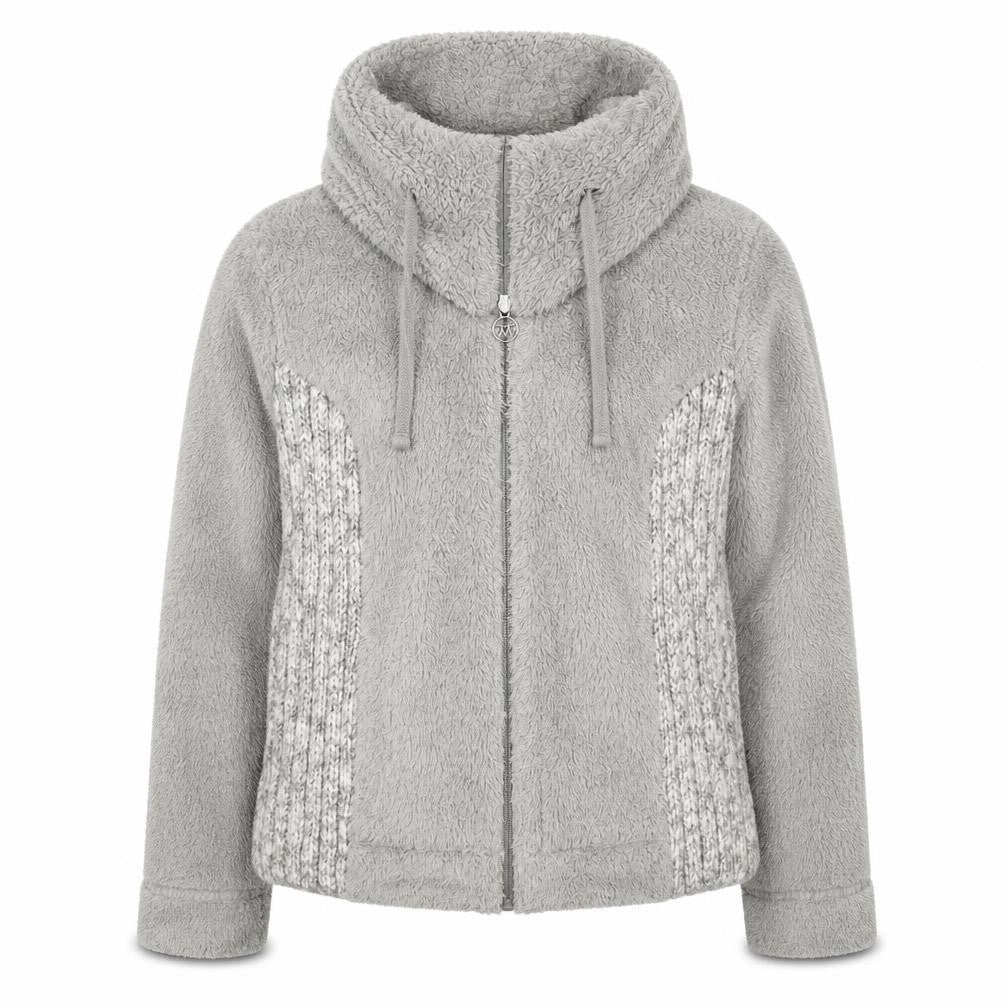 Front view of Per Una women’s grey polyester full zip sweatshirt, size M, zip