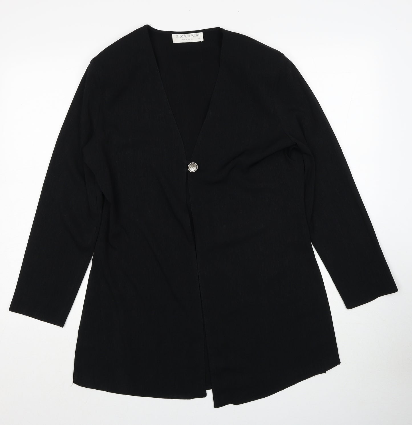 Jessica Reid Womens Blue Polyester Jacket Blazer Size 14 Button