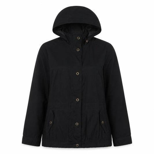 Front view of Woolworths women’s black jacket, size S, button
