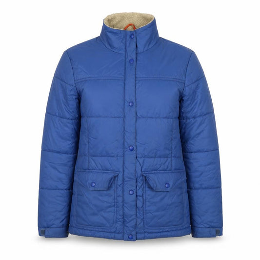 Front view of Lands' End women’s blue windbreaker jacket, size UK 6, zip