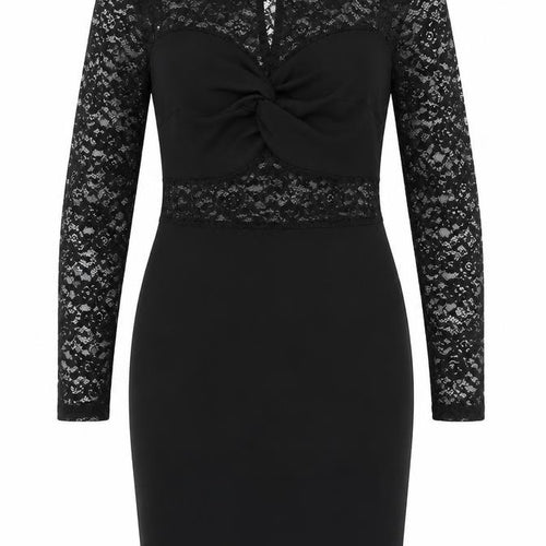 Miss Selfridge Womens Black Polyester Pencil Dress Size 10 Round Neck Button