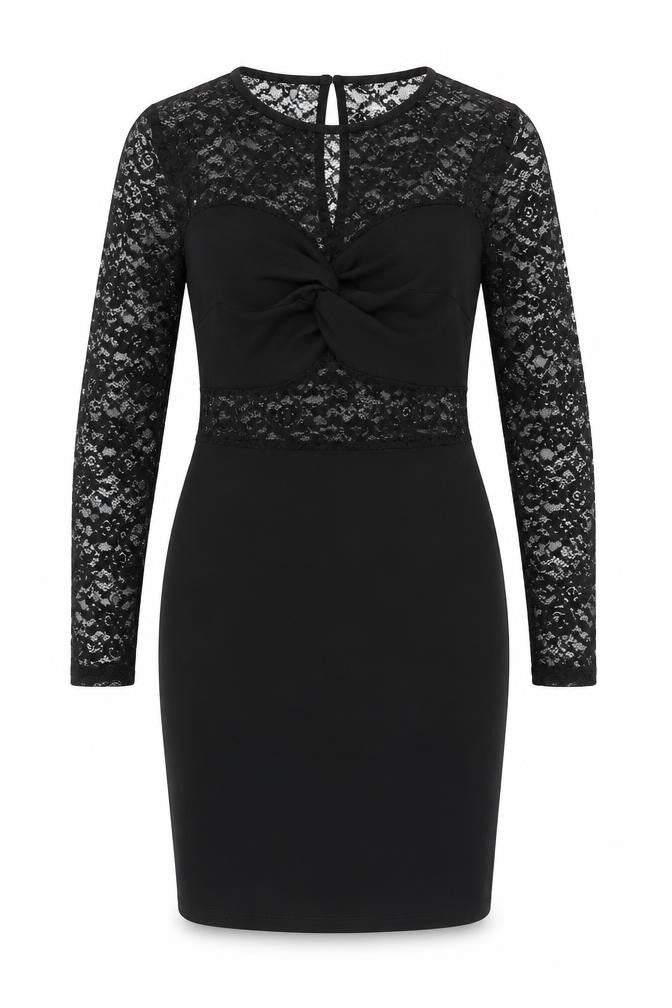 Miss Selfridge Womens Black Polyester Pencil Dress Size 10 Round Neck Button
