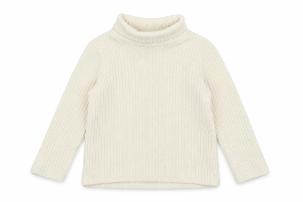 Front view of PatPat girls’ beige polyester jumper, size 18-24, months pullover
