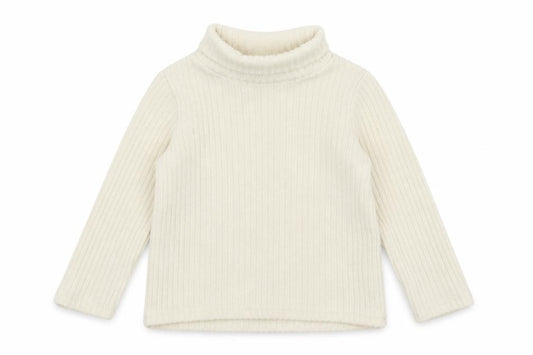 Front view of PatPat girls’ beige polyester jumper, size 18-24, months pullover