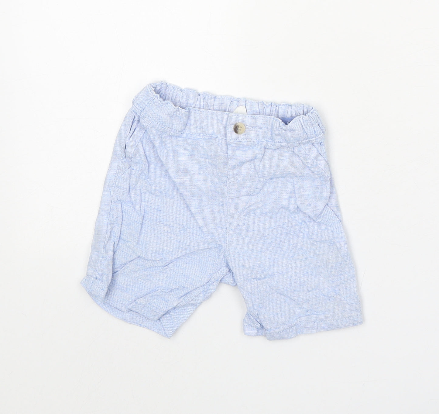 H&M Baby Blue Cotton Capri Trousers Size 18 Months L50 cm Button
