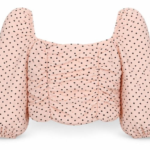 Miss Selfridge Womens Pink Polka Dot Polyester Cropped Blouse Size 18 Square Neck - Ruched
