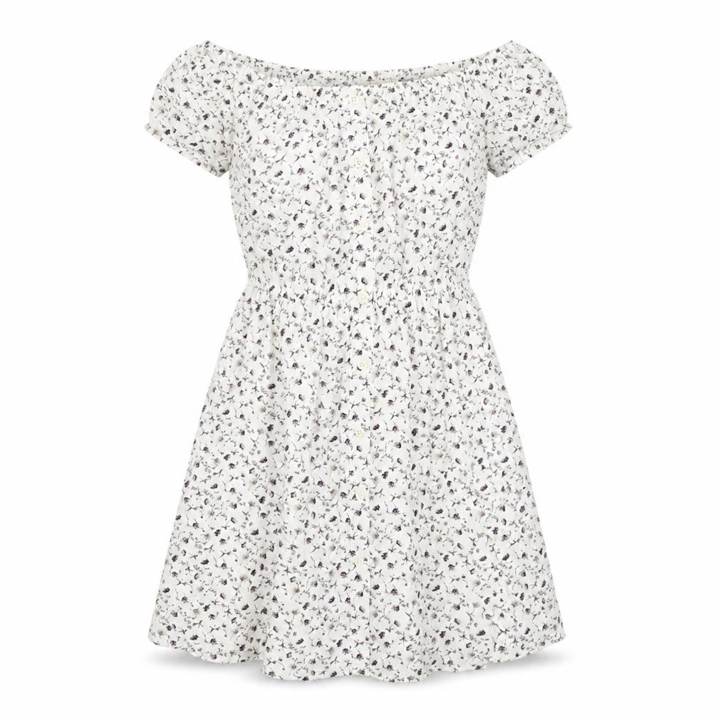 Pins & Needles Womens White Floral Polyester Fit & Flare Size XS Boat Neck Pullover