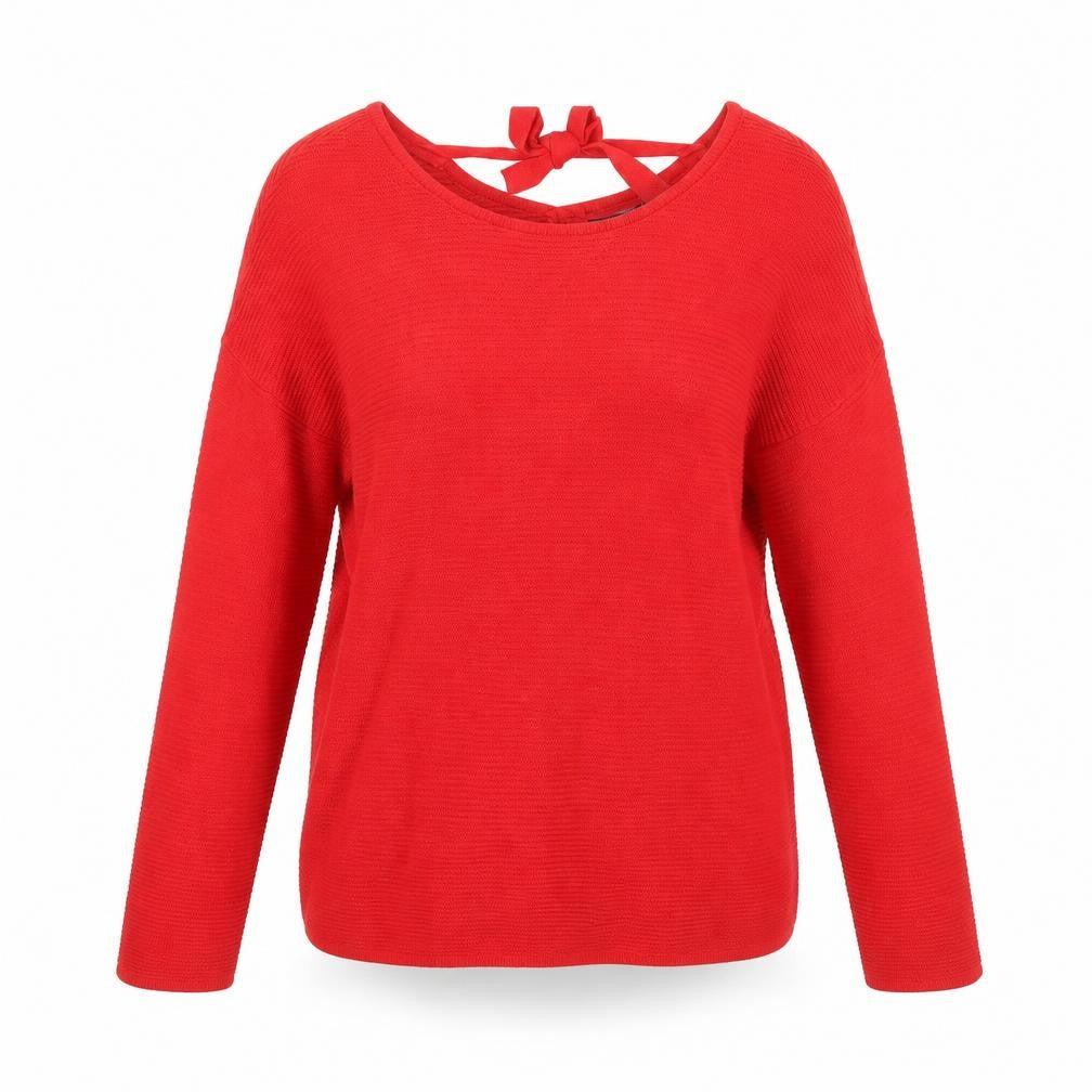 Front view of ESMARA women’s red scoop neck cotton jumper, size S