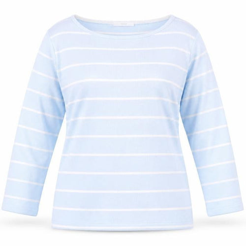 Marks and Spencer Womens Blue Scoop Neck Striped Acrylic Pullover Jumper Size 10