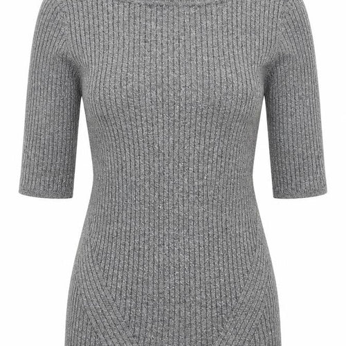 Marks and Spencer Womens Grey Boat Neck Viscose Pullover Jumper Size 10