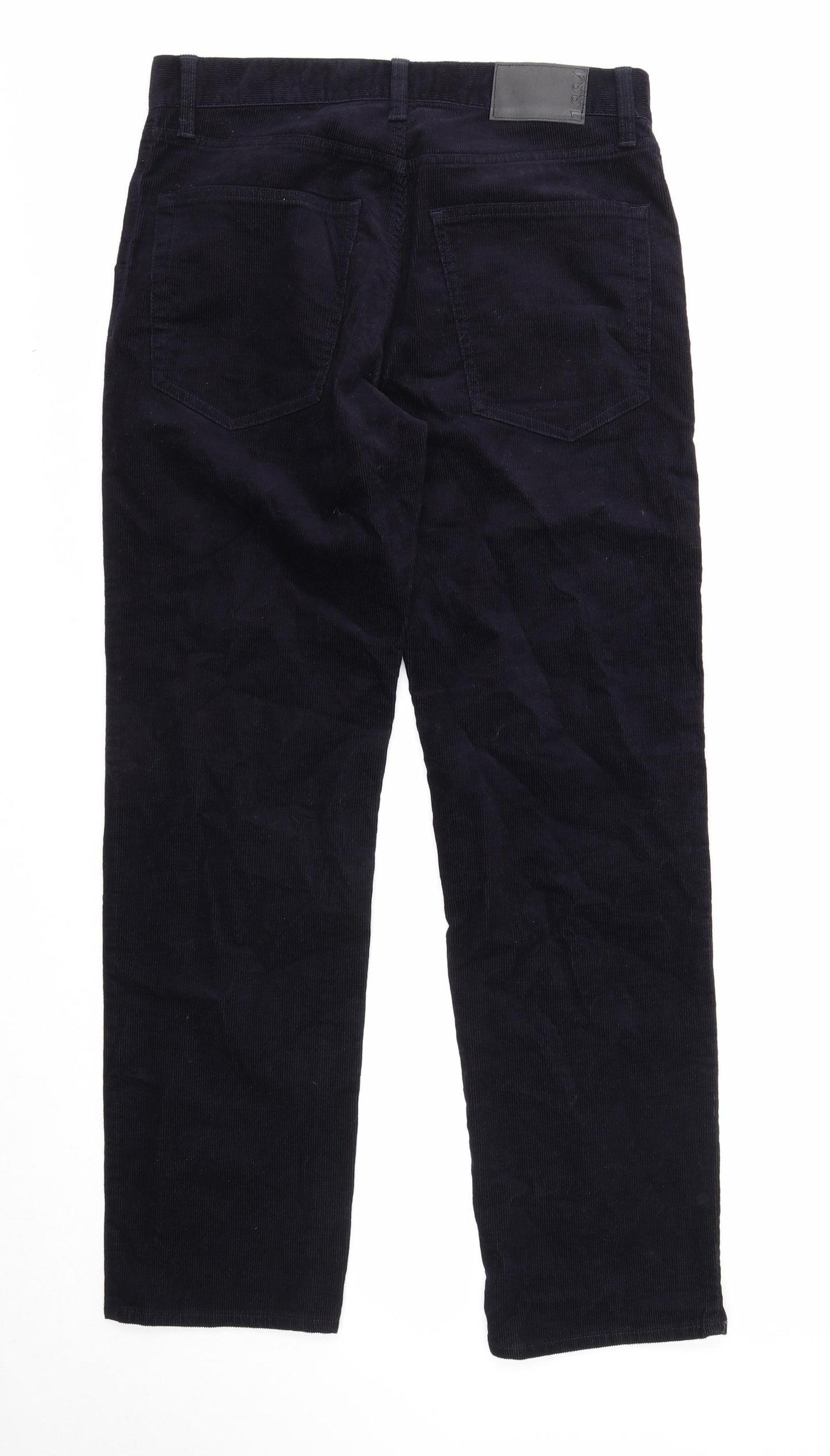 Marks and Spencer Mens Blue Cotton Trousers Size 32 in Regular Zip