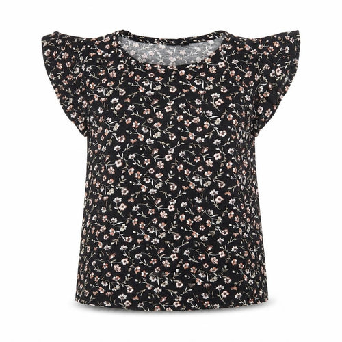 Body Flirt Womens Black Floral Viscose Basic T-Shirt Size M Round Neck