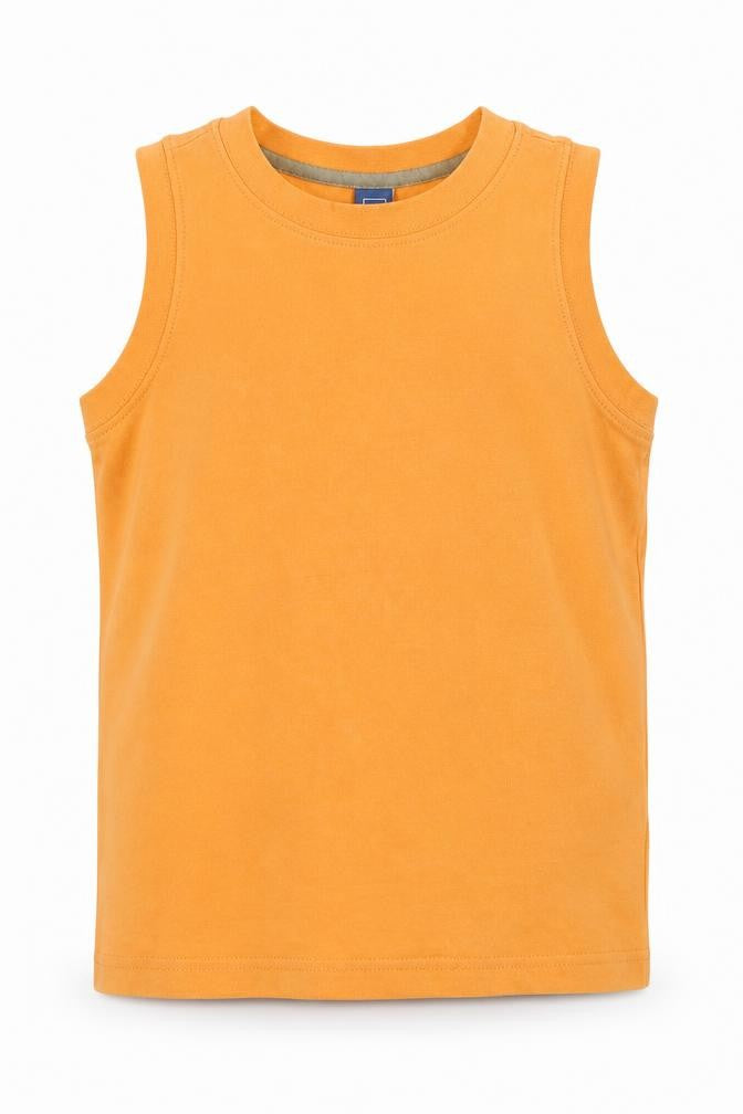 Tu Boys Orange Cotton Basic Tank Size 5 Years Round Neck Pullover
